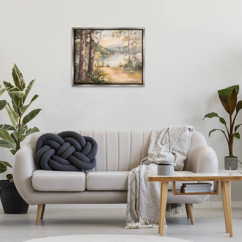 Stupell Peaceful Lakeside Landscape Framed Floater Canvas Wall Art Design By Petal Prints Design