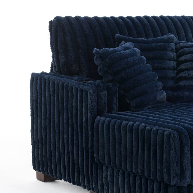 41.7" W Upholstered Plush Corduroy Chaise Lounge withe Pillows