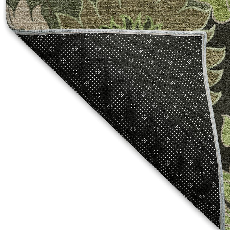 Machine Washable Indoor/ Outdoor Modern Floral Chantille Rug