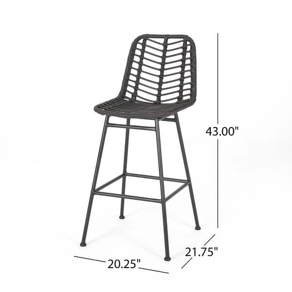 Shop Black Friday Deals On Sawtelle Outdoor Wicker Barstools Set Of 2 By Christopher Knight Home On Sale Overstock 28422716 Light Brown Black