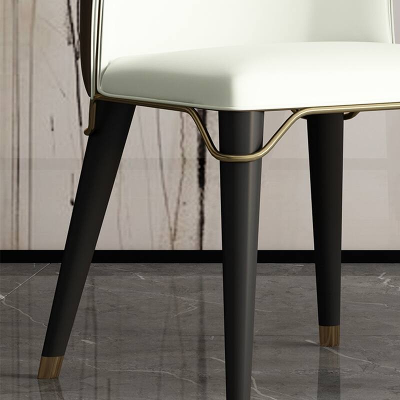 Modern Dining Chair Wingback Side Chair PU Leather Upholstery, Carbon Steel Legs, Brown, Set of 2, Fully Assemble