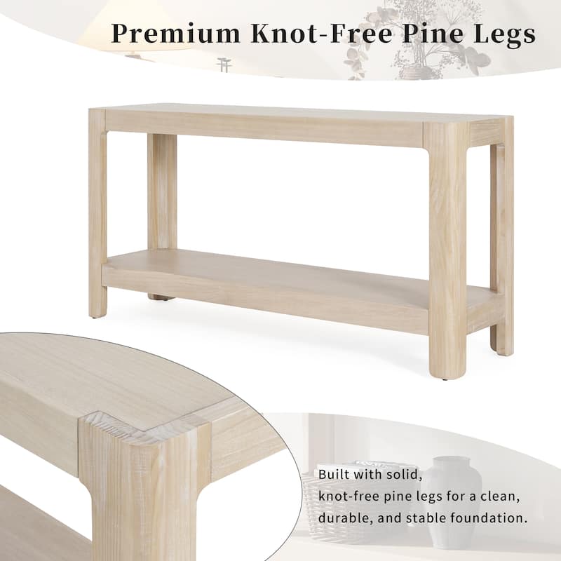 Modern Farmhouse Console Table – Sleek Minimalist Design with Premium Wood Veneer & Soft Rounded Corners.