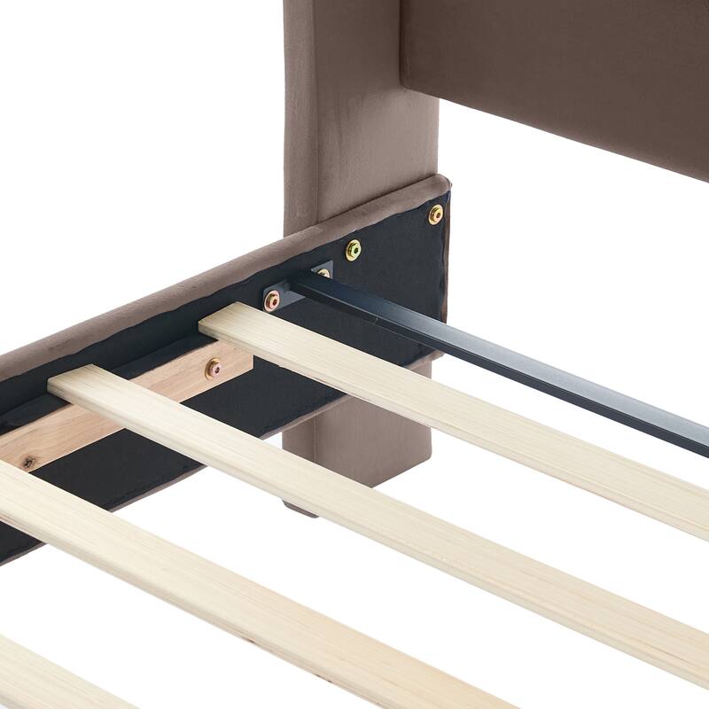 Christopher Knight Home - Amara Traditional Velvet Upholstered Sleigh Bed with Wingback Headboard & Scroll Footboard, Queen Size