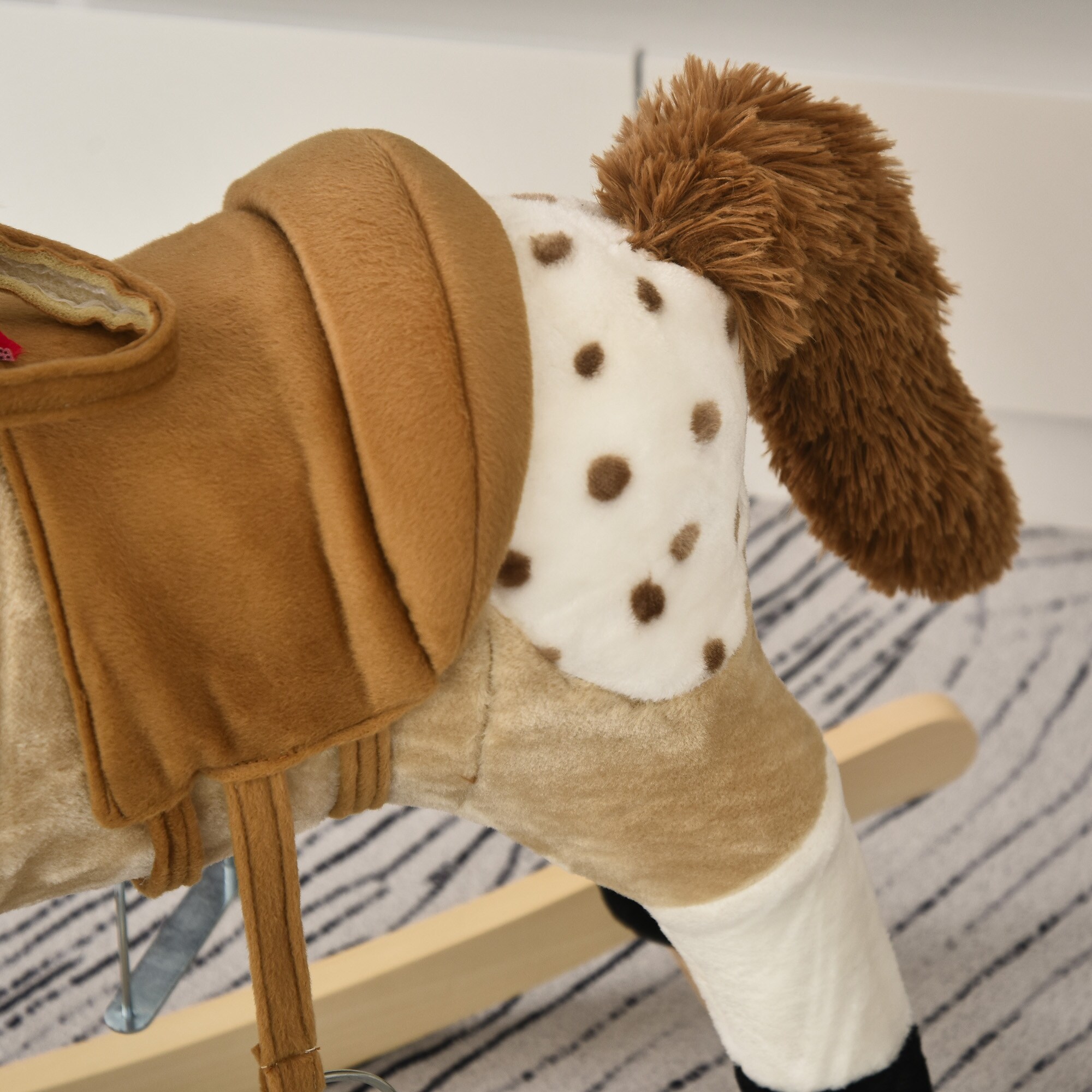 qaba kids plush toy rocking horse pony with realistic sounds