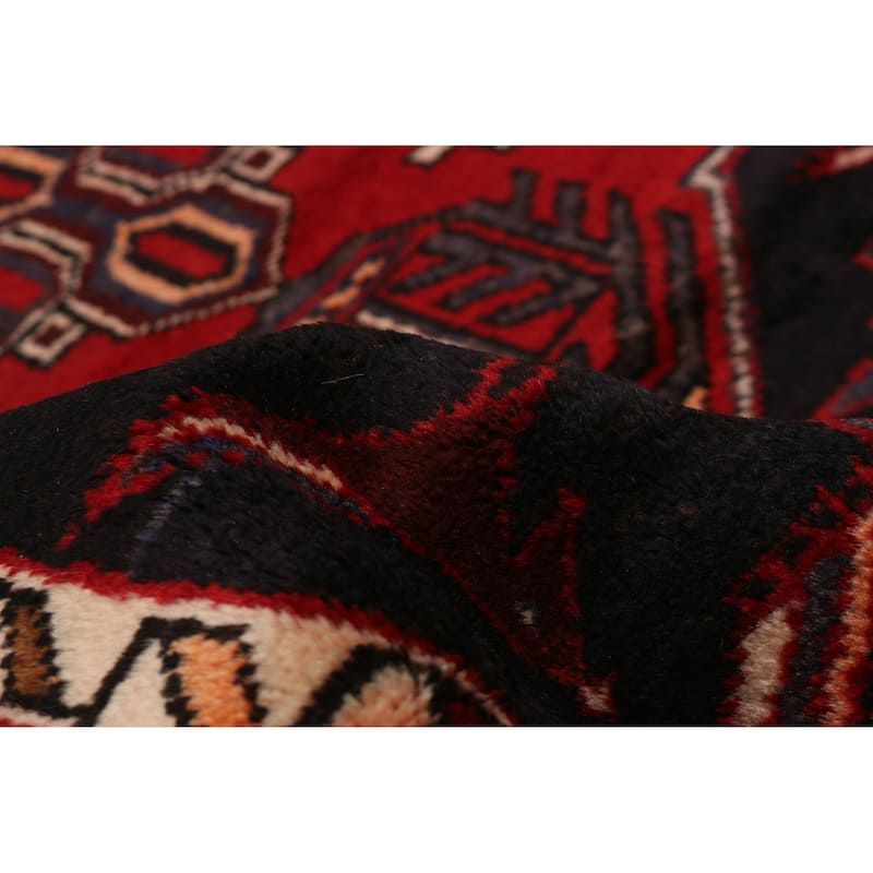 ECARPETGALLERY Hand-knotted Anadol Black, Red Wool Rug - 3'4 x 9'7