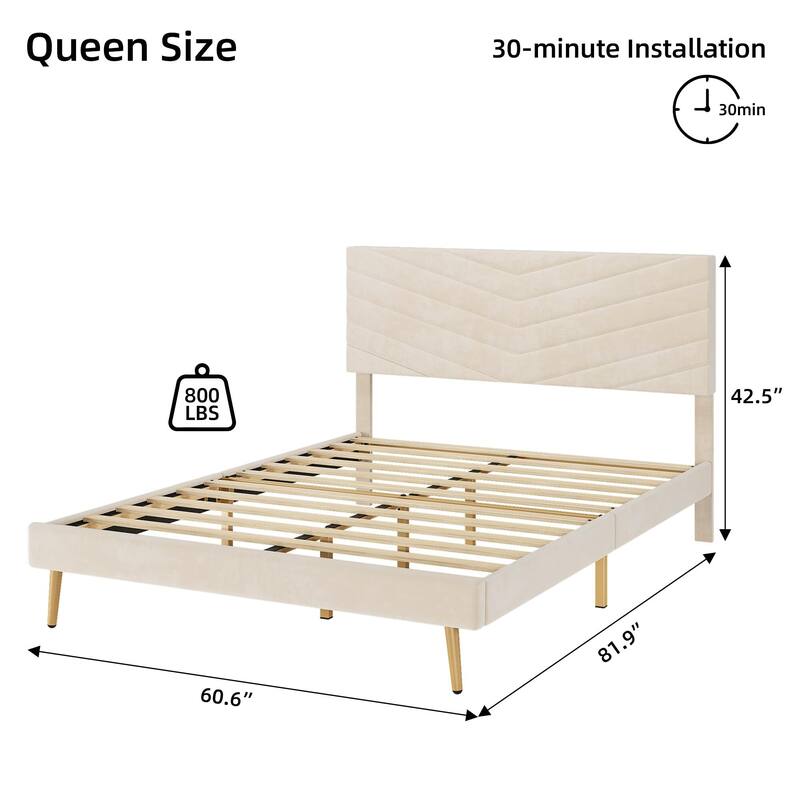 Bed Frame with Adjustable Headboard
