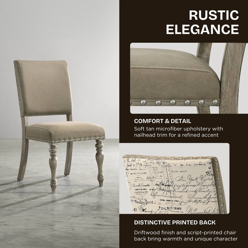 Roundhill Furniture Birmingham 8-Piece Dining Set, Extendable Table with Nailhead Chairs and Bench, Driftwood Finish