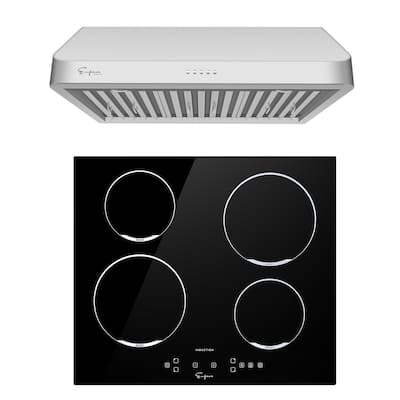 2 Piece Kitchen Appliances Packages Including 24" Induction Cooktop and 30" Under Cabinet Range Hood