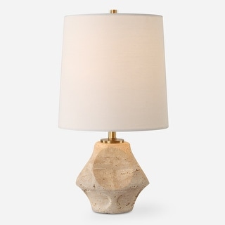 Uttermost Indent Travertine Accent Lamp - 16.25'' H X 9'' W X 9'' D