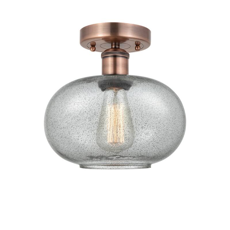 Innovations Lighting Edison Gorham - 1 Light 10" Semi-Flush Mount - Charcoal/Antique Copper