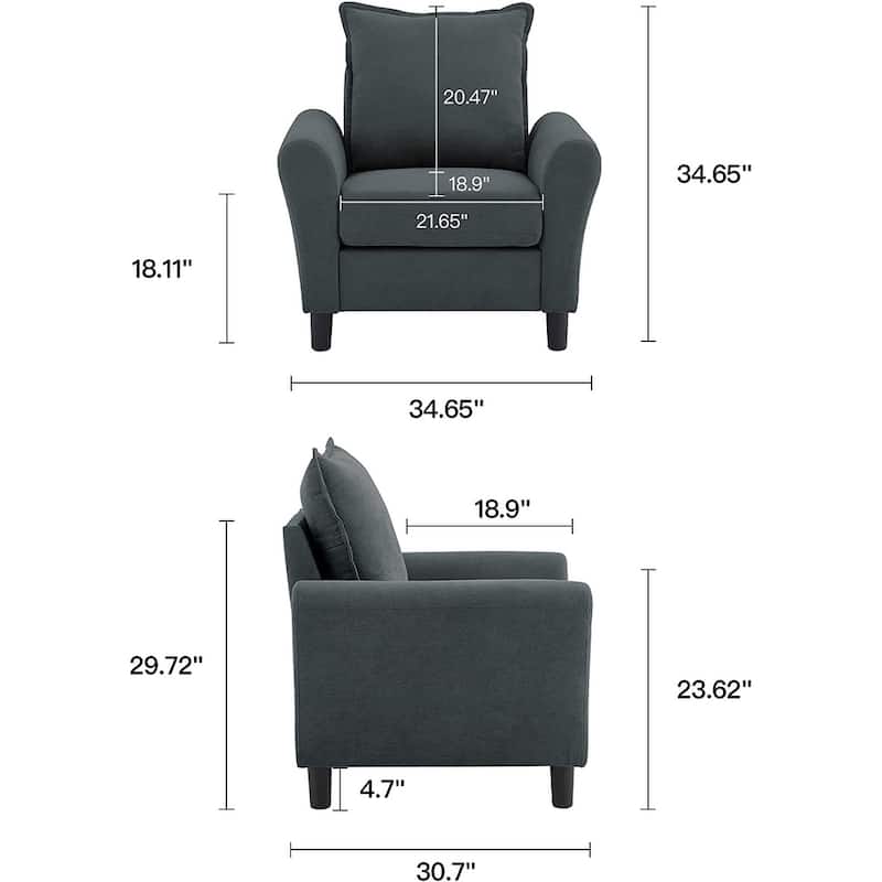 Modern Accent Chair Comfy Upholstered Armchair for Living Room