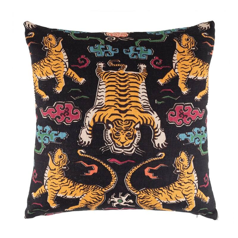 Sherry Kline 22-inch Tiger Land Feather Down Fill Pillow Black, Pink, Gold, Teal Color Options - Black