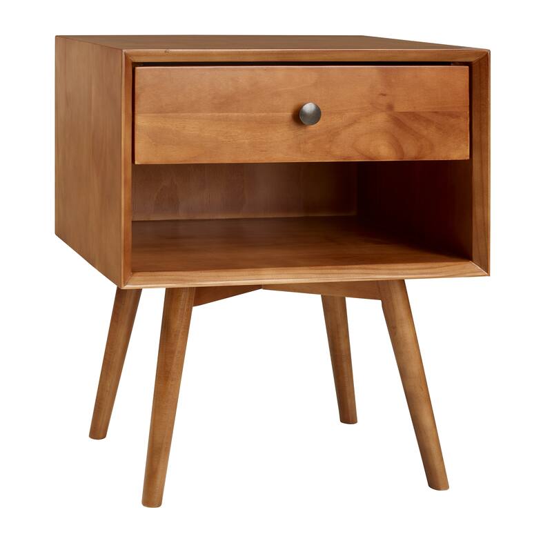 Middlebrook Mid-Century Solid Wood 1-Drawer, 1 Shelf Nightstand