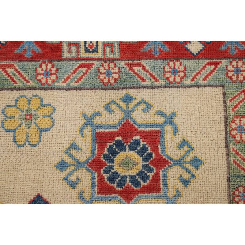 Oriental Beige Kazak Rug Hand-Knotted Wool Carpet - 5'6" x 7'8"