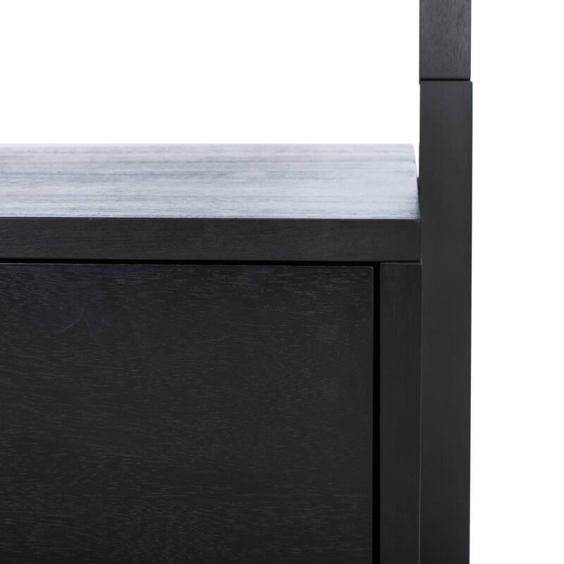 SAFAVIEH Fadime Natural/Charcoal 3-Shelf 1 Door Etagere - 32" W x 15.4" L x 72" H - 32Wx15Dx72H