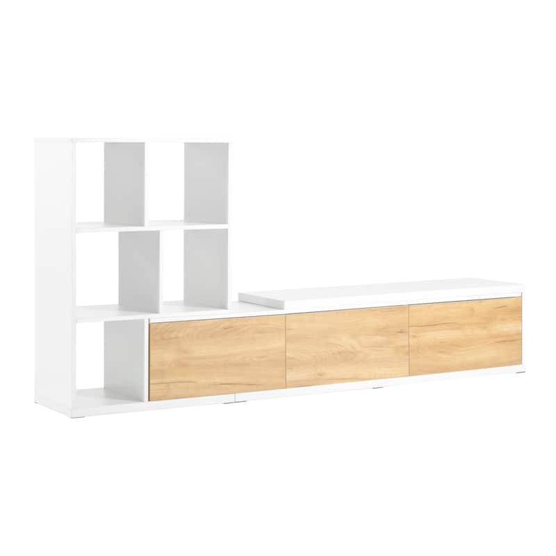 Extendable TV Stand Entertainment Center with Bookshelves