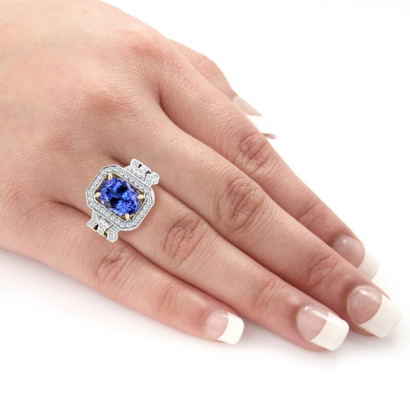 Auriya 14k Two Tone Gold 4 1/3ct Tanzanite and 2 1/8ct TDW Diamond Ring