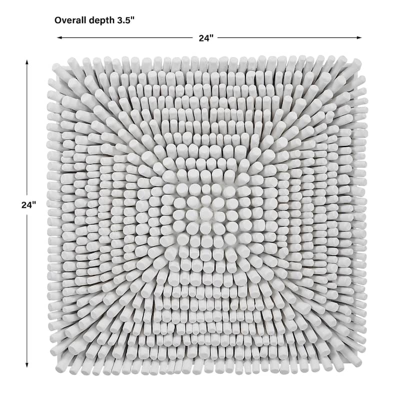 Square Wooden Panel Wall Decoration - 24" - White