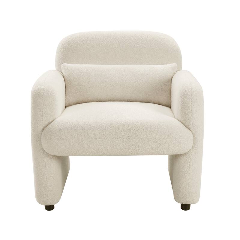 Silas 32.5" Boucle Accent Chair - 1 Matching Pillow, Attached Cushions