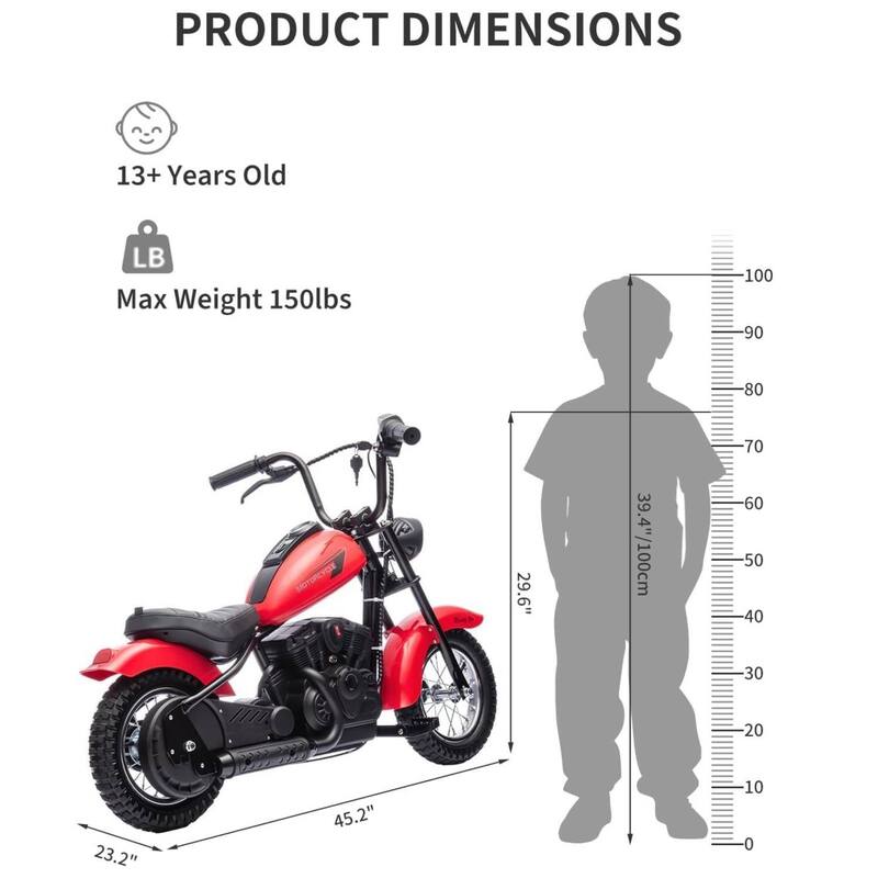 Electric Off-Road Motorcycle, Ride on Toy Dirt Bike for 13+ Kids Best Gift