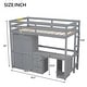 preview thumbnail 4 of 30, Twin Size Loft Bed with Wardrobe, Desk, and Storage Drawers, Modern Space-Saving Design, Solid Pine Wood Frame, Grey
