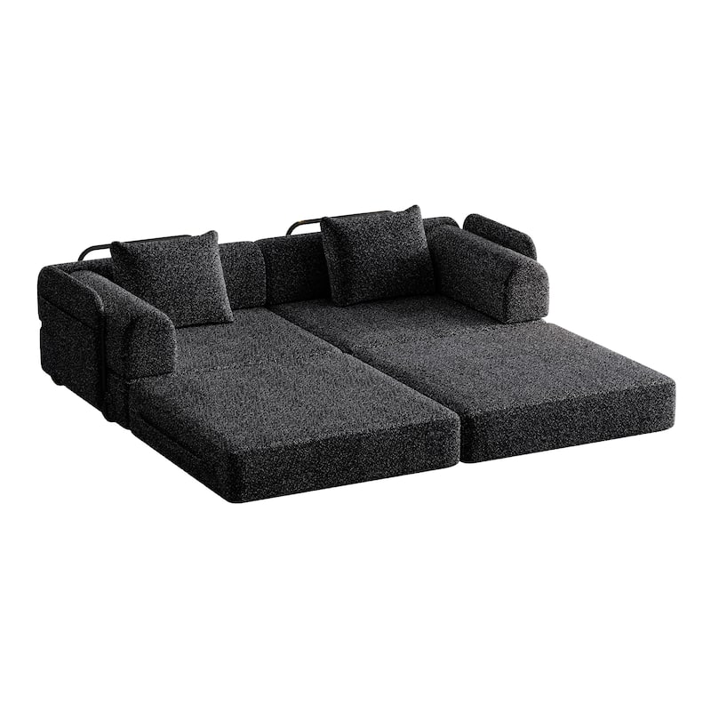 Floor Standing Chenille Sleeper Sofa Bed Folding Loveseat Couch
