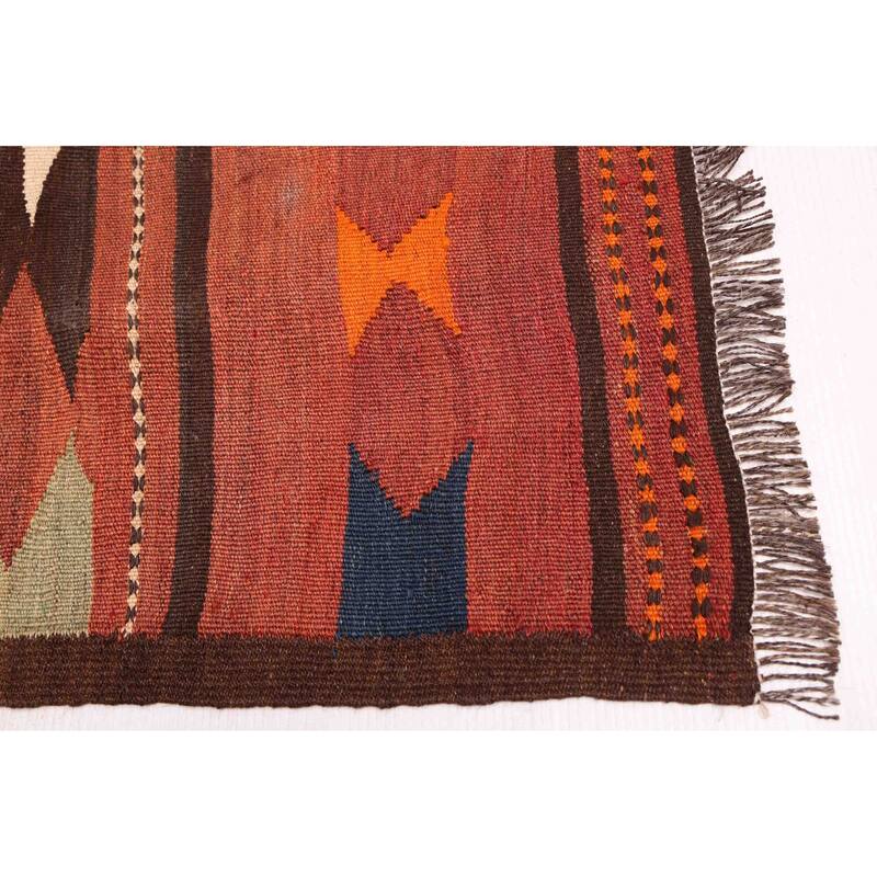 ECARPETGALLERY Flat-Weave Kashkoli FW Dark Red Wool Kilim - 5'9 x 15'5