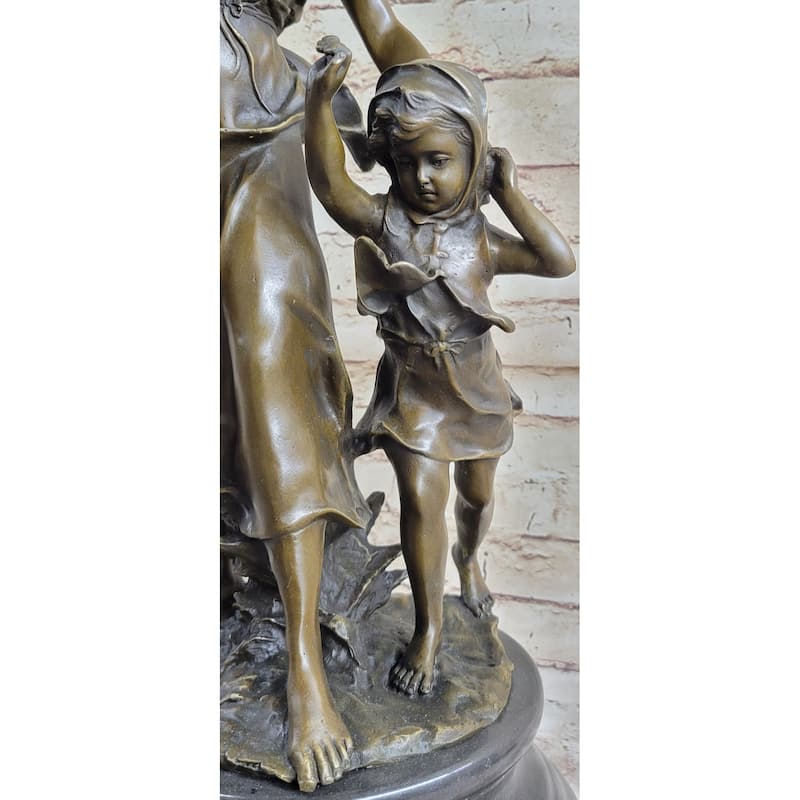 Young Mother Child Bronze Statue Sculpture Vintage Style Decor By Moreau