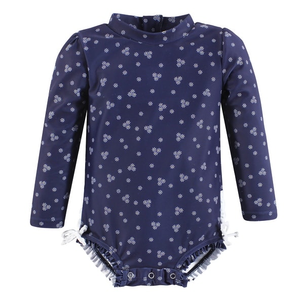 slide 1 of 1, Hudson Baby Girls Rashguard Baby Swimsuit, Tiny Daisy 12-18 Months - Tiny Daisy Baby