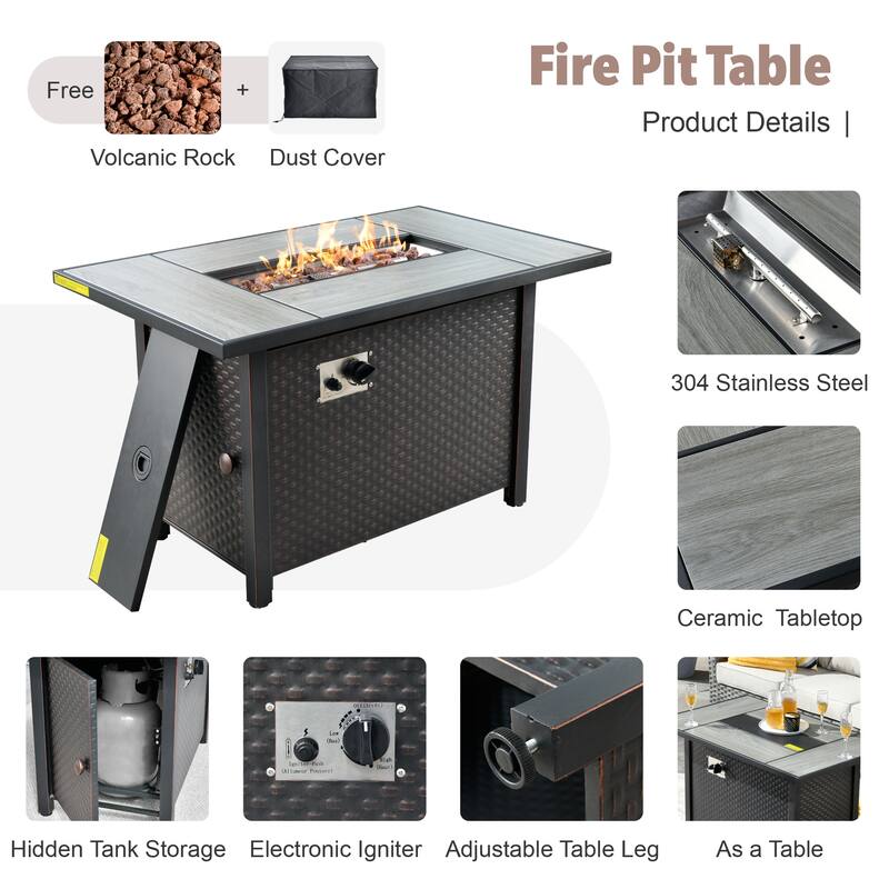 XIZZI 13-piece Outdoor Patio Wicker Furniture Set with Fire Table