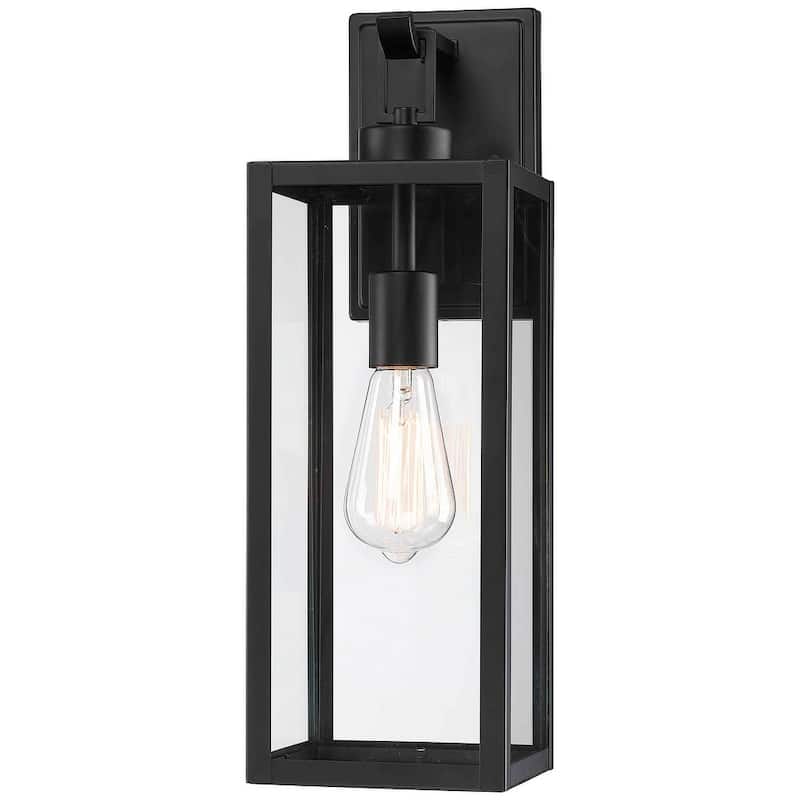 1-Light Matte Black Modern Outdoor Wall Lantern