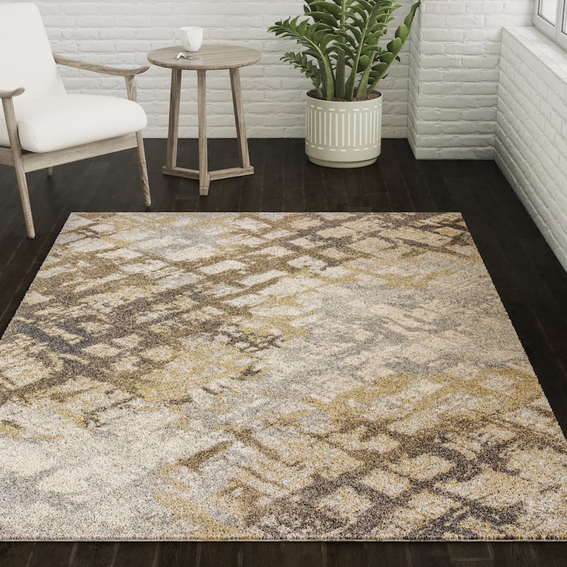 Addison Barkley Distressed Grey Crosshatch 1'8" x 2'6" Accent Rug - 5' 1" x 7' 5" - Rectangle