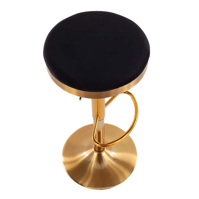 Lumisource Dakota Barstool in Gold Steel and White Leather - Set of 2 - 15"Lx15"Wx23-31.75"H
