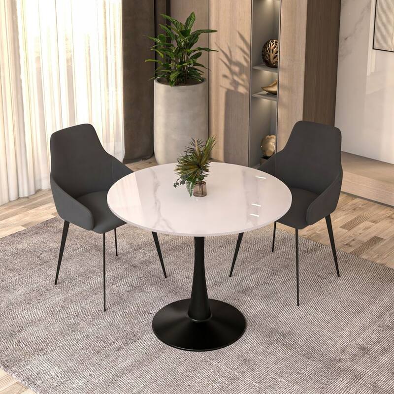 LeisureMod Round Dining Table 31" Sintered Stone Tabletop