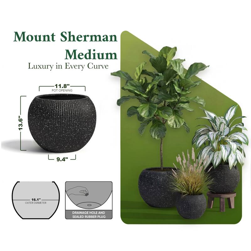DTY Signature Mount Sherman 1-Piece Fiberstone Planter for Indoor/Outdoor