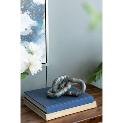 Oval 3 Link Marble Chain - 14" - Gray
