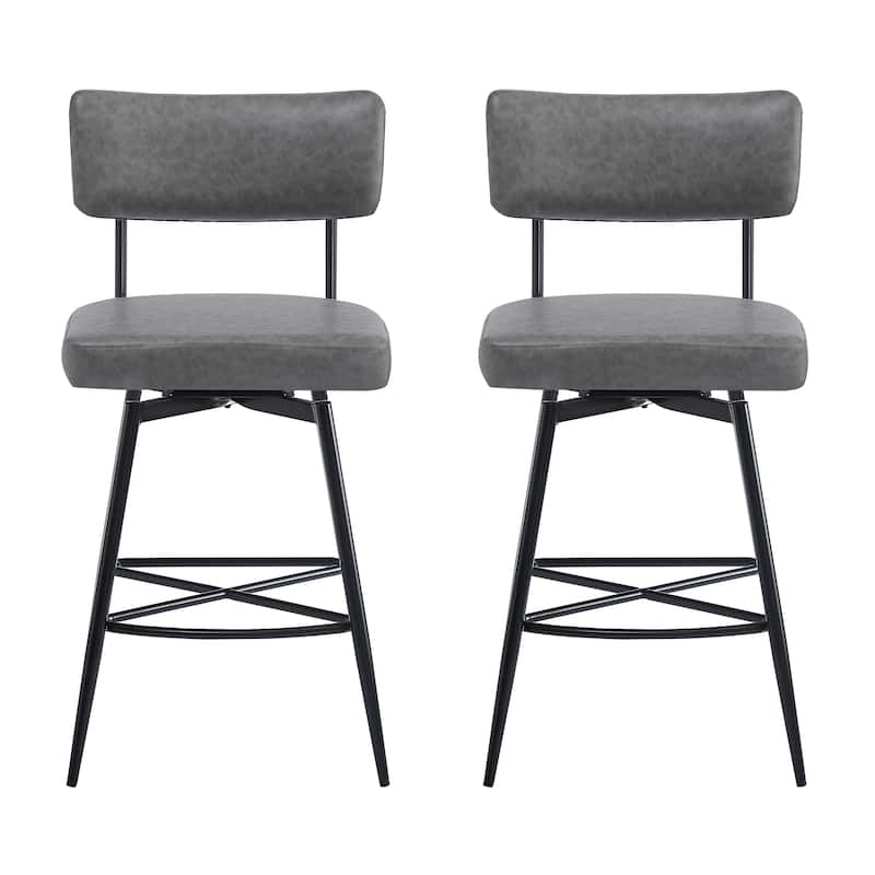 Retro Swivel Counter Stools Kitchen Chair Bar Stool Industrial Bar Stool Side Chair Set of 2 with Footrest