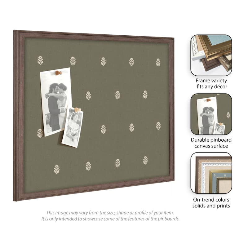 Kate and Laurel Pinboard Green Botanical Block Print