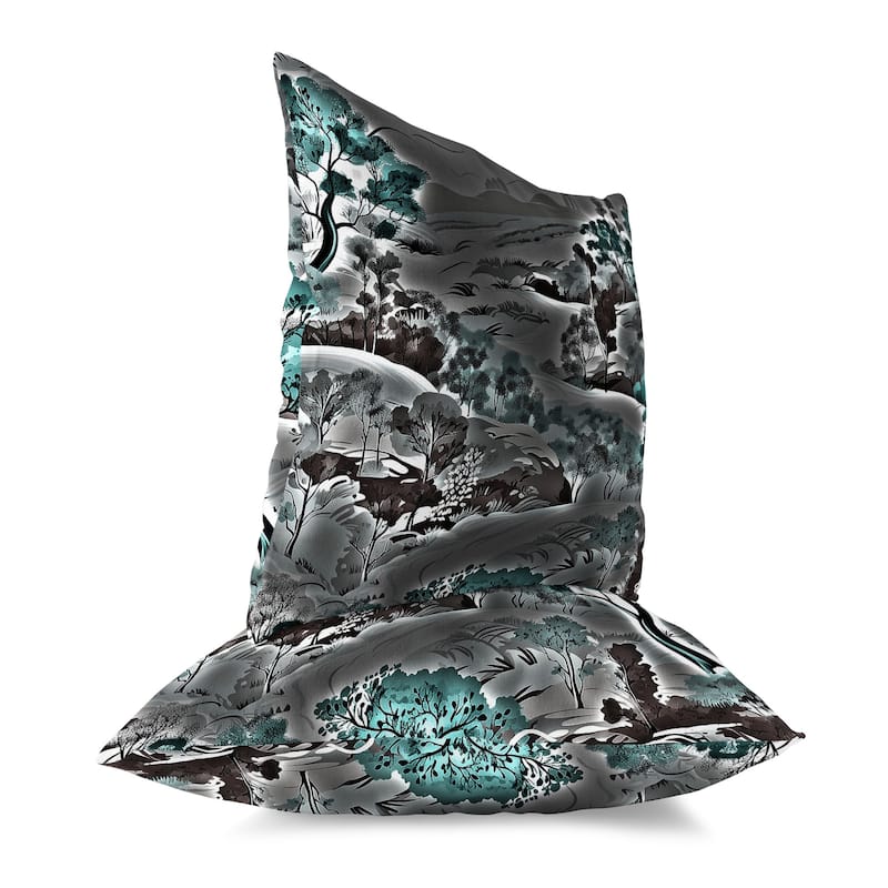Grey And Turquoise Leaf Magic Stories Indoor/Outdoor Throw Pillow Zipper
