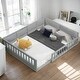 preview thumbnail 2 of 7, Wood Full Size Upholstered Platform Bed w/ Guardrail and Pillow, Gray