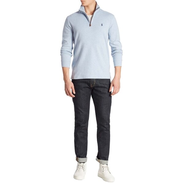 light blue polo sweater