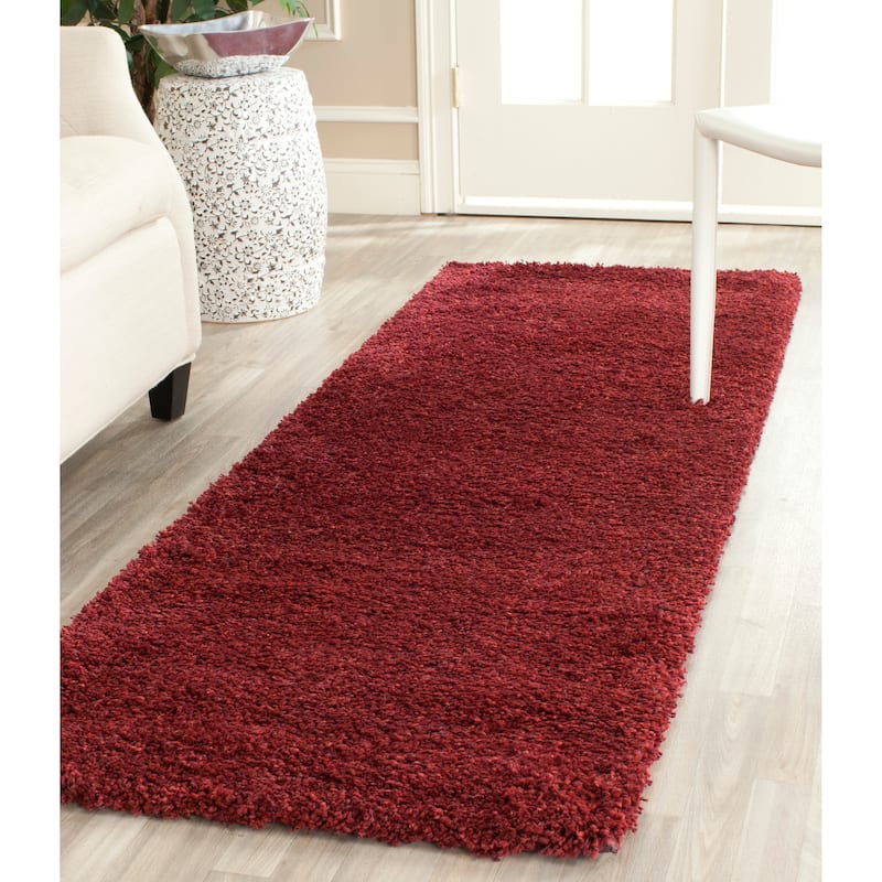 SAFAVIEH California Premium Shag Izat 2-inch Thick Area Rug - 2'3" x 13' Runner - Maroon