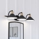 preview thumbnail 1 of 11, Akron 3-Light 28 in. W Bathroom Vanity Lighting Fixture, Metal Shade, Dimmable LED Compatible, Over the Mirror Mount Wall Sconce 28-in W x 6.25-in H x 10-in D - Matte Black and Natural Brass