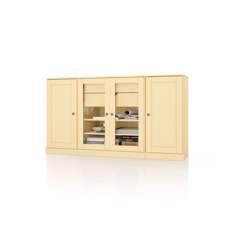 Palace Imports 100% Solid Wood 65" Sideboard with Solid, Clear Glass Doors, 2-Drawers and Adjustable Shelves