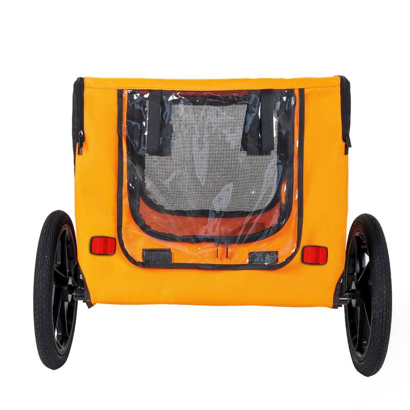 Outdoor Heavy Duty Collapsible Pet Bike Trailer with 16-Inch All-Terrain Wheels & Universal Hitch, Foldable Carrier Cart