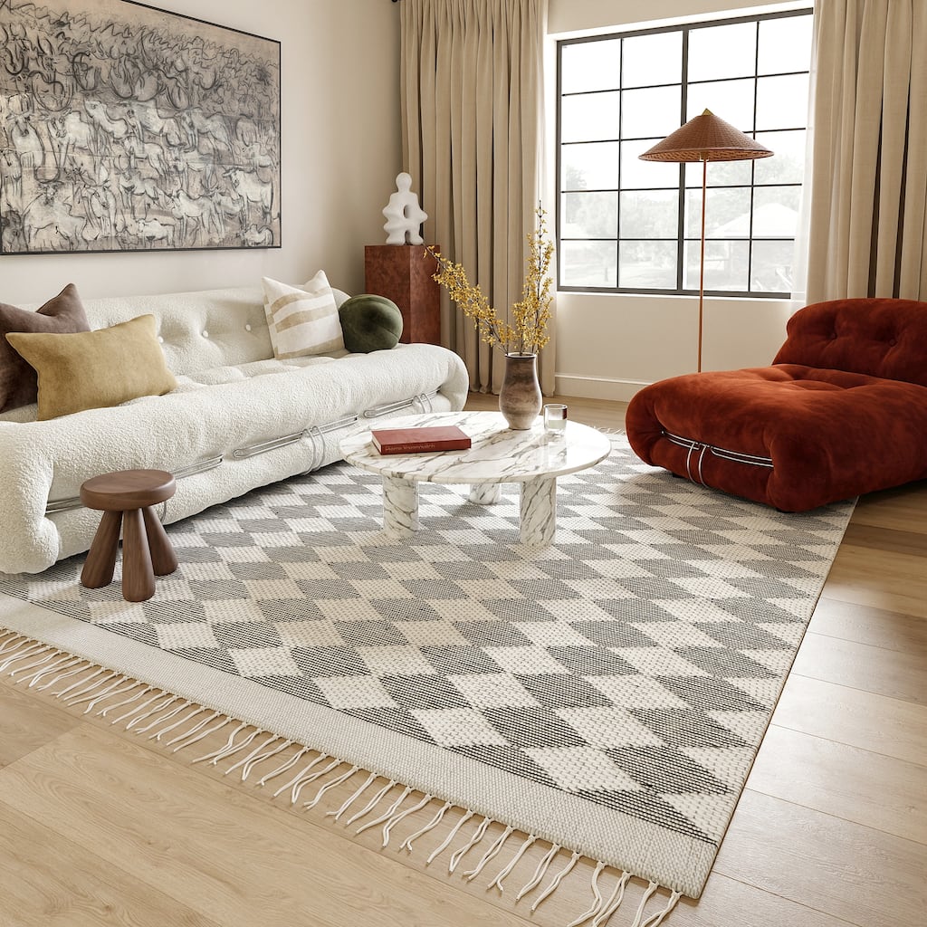Fractal Diamond Wool Area Rug