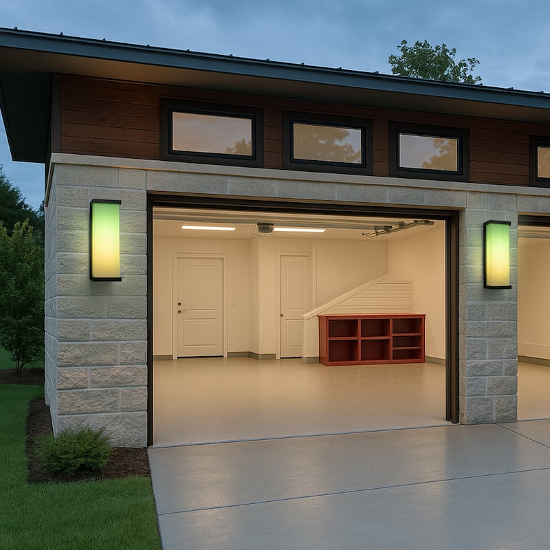 Smart RGB Outdoor Wall Light Modern Large Integrated LED Wall Sconce with Remote and App Control for Porch - W7''