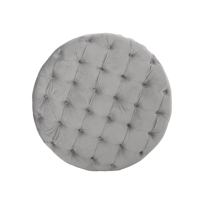 Orla Modern Glam Round Tufted Velvet Ottoman by Christopher Knight Home