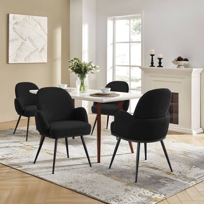 Fabric Upholstered Dining Chairs Set of 2/4 with Arms - 34.8"H x 23.2"W x 22.8"D