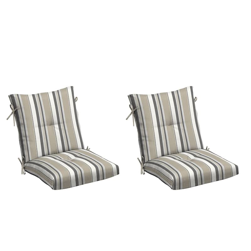 ARDEN earthFIBER Plush Modern Tufted Polyfill Dining Chair Cushion, Set of 2 - 21 x 40 - Taupe Grey Boardwalk Stripe